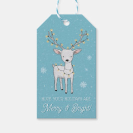 Personalized Reindeer Merry Bright Christmas Presentetikett