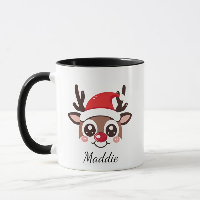 Personalized Reindeer Mug – Custom Christmas Gift Mugg (Vänster)
