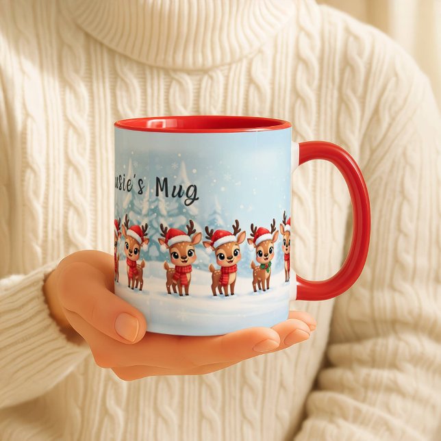 Personalized Reindeer Mug, Cute Christmas Gift, Cu Mugg (Skapare uppladdad)