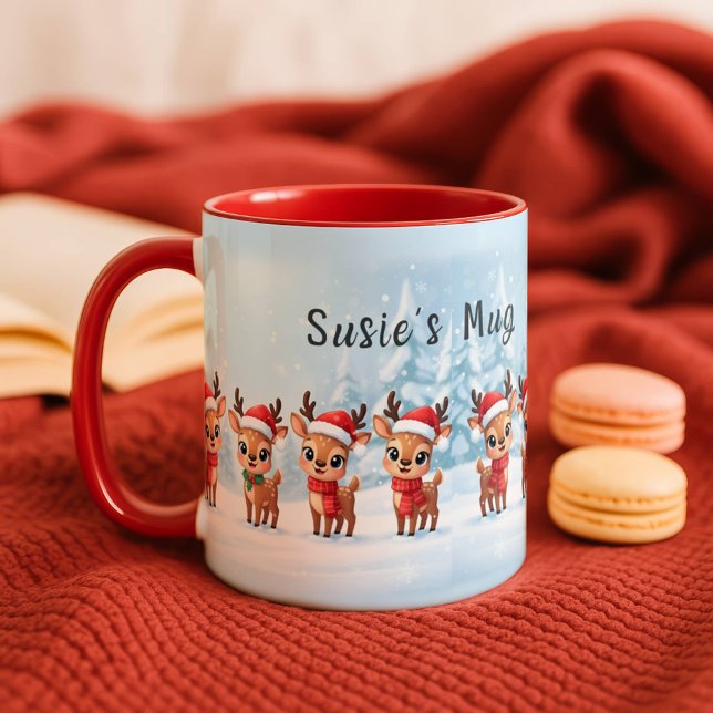 Personalized Reindeer Mug, Cute Christmas Gift, Cu Mugg (Skapare uppladdad)