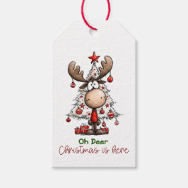 Personalized Reindeer “Oh Deer Christmas Is Here” Presentetikett