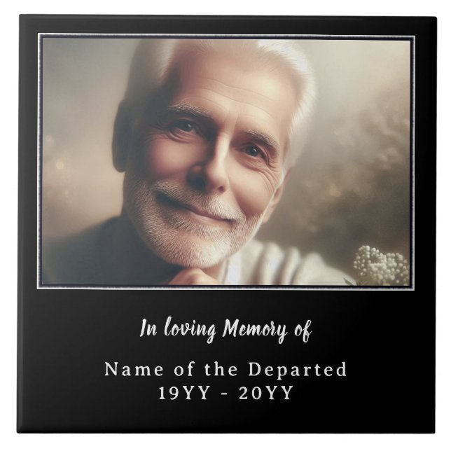 Personalized Remembrance Keepsake Photo Name Dates Kakelplatta (Framsidan)