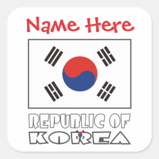 Personalized Republic of Korea Flag Square Label Fyrkantigt Klistermärke