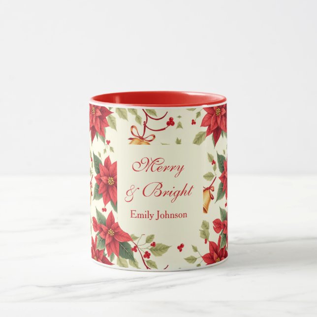 Personalized Retro Christmas Floral   Mugg (Center)