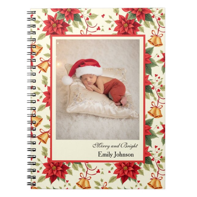 Personalized Retro Christmas Floral Stationery  Anteckningsbok (Framsidan)
