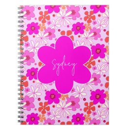 Personalized Retro Floral Design Journal Notebook Anteckningsbok