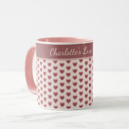 Personalized Retro Hearts Pink Burgundy Mugg