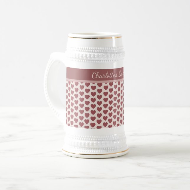 Personalized Retro Hearts Pink Burgundy Sejdel (Framsida vänster)
