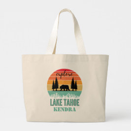 Personalized Retro Lake Tahoe California Bear Jumbo Tygkasse