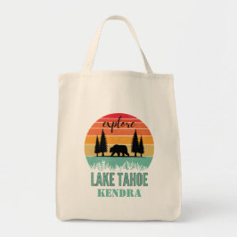 Personalized Retro Lake Tahoe California Bear Tygkasse