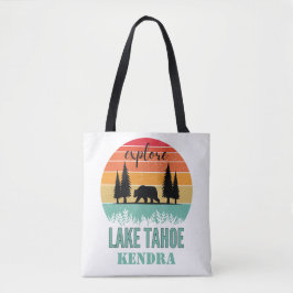 Personalized Retro Lake Tahoe California Bear Tygkasse