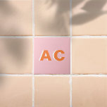 Personalized Retro Orange and Pink Monogram Kakelplatta<br><div class="desc">Personalized Retro Orange and Pink Monogram Decorative Tiles</div>
