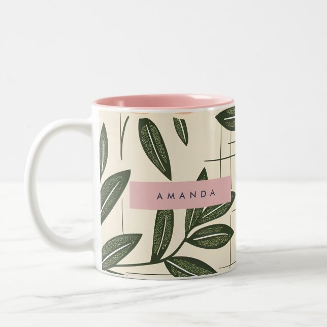 Personalized Retro Orange Flower Style Två-Tonad Mugg (Vänster)