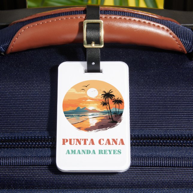 Personalized Retro Punta Cana Bagagebricka (Framsida Insitu 2)