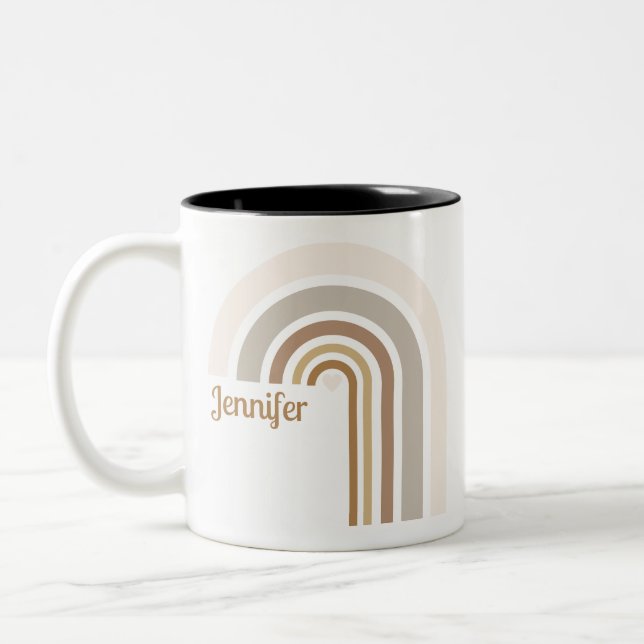 Personalized Retro Rainbow | Boho Love Cup Gift  Två-Tonad Mugg (Vänster)