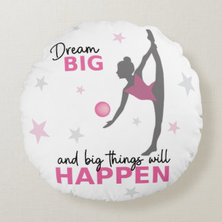 Personalized Rhythmic Gymnast Dream Big Round Pill Rund Kudde