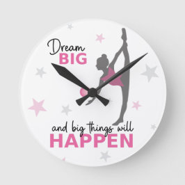 Personalized Rhythmic Gymnast Dream Big Wall Clock Rund Klocka