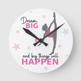 Personalized Rhythmic Gymnast Dream Big Wall Clock Rund Klocka