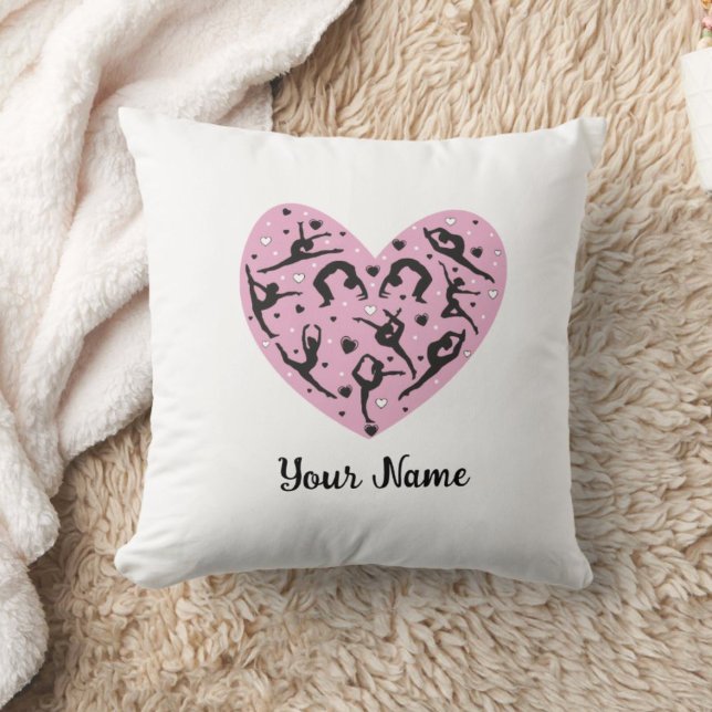 Personalized Rhythmic Gymnastics Pillow Pink Heart Kudde (Skapare uppladdad)