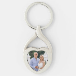 Personalized Romantic Couple Photo Heart Keychain Twisted Heart Silverfärgad Nyckelring