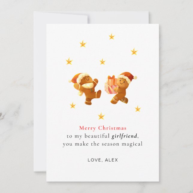 Personalized Romantic Girlfriend Christmas Card Julkort (Framsida)