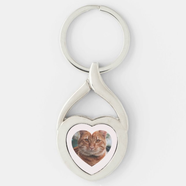 Personalized Romantic Photo Keyring Twisted Heart Silverfärgad Nyckelring (Framsidan)