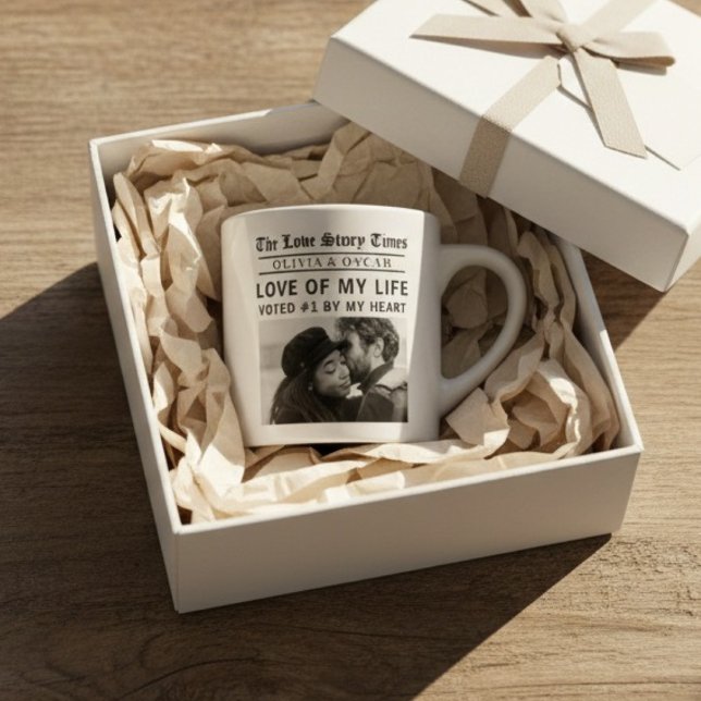 Personalized Romantic Photo | Love Story Newspaper Espressomugg (Skapare uppladdad)