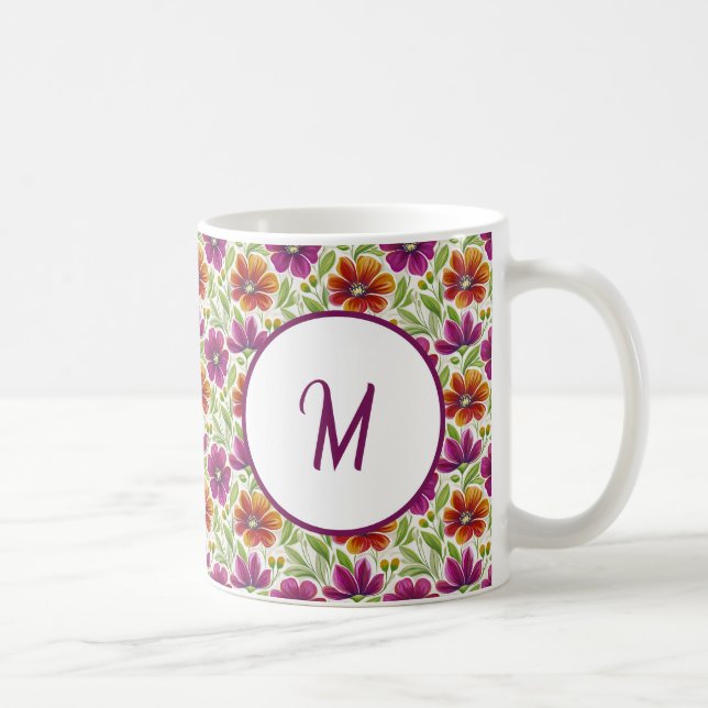 Personalized Romantic Spring Girly Flowers  Kaffemugg (Höger)