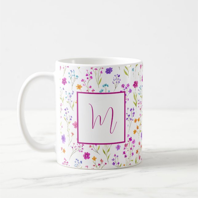 Personalized Romantic Spring Girly Flowers  Kaffemugg (Vänster)