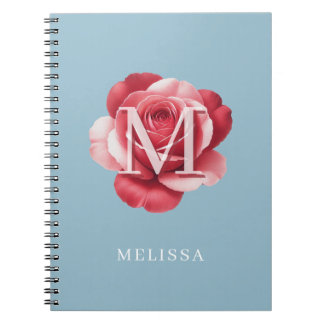 Personalized Rose Initial Notebook | Modern Floral Anteckningsbok