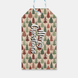 Personalized Rustic Christmas Tree Presentetikett