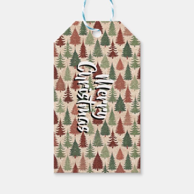 Personalized Rustic Christmas Tree Presentetikett (Framsidan)