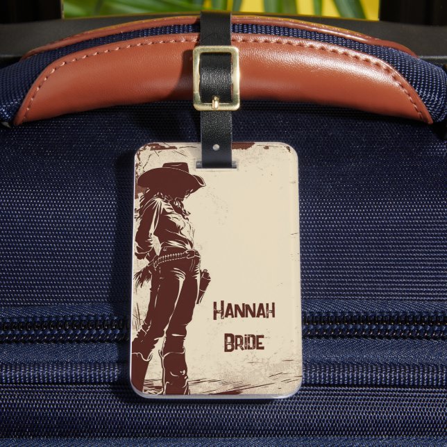 Personalized Rustic Cowgirl Western Party  Bagagebricka (Framsida Insitu 2)