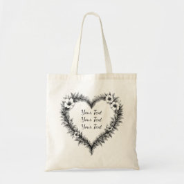 Personalized Rustic Heart Wreath Tote Tygkasse