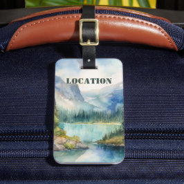 Personalized Rustic Mountain Bagagebricka