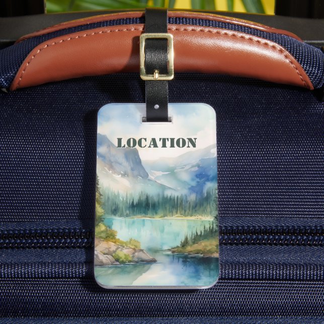 Personalized Rustic Mountain  Bagagebricka (Framsida Insitu 2)