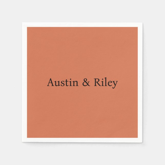 Personalized Rustic Terracotta Wedding Napkins Pappersservett (Framsidan)
