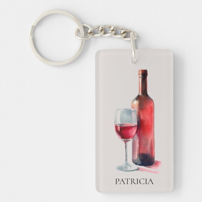 Personalized Rustic Watercolor Red Wine Glass (Framsidan)