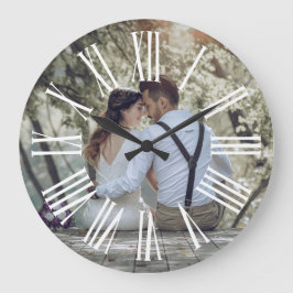 Personalized Rustic Wedding Couple Photo  Stor Klocka