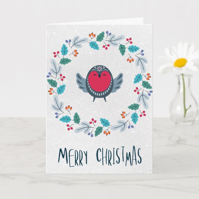 Personalized Rustic Wreath Holiday Greeting Kort (Liten växt)