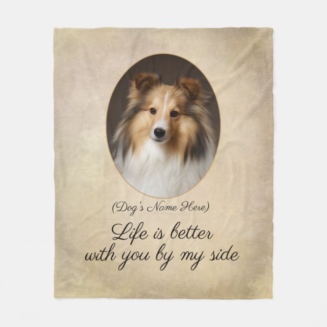 Personalized Sable Sheltie by My Side Fleecefilt (Framsidan)
