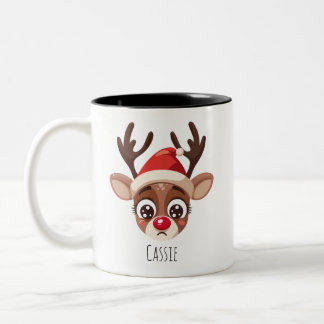 Personalized Sad Reindeer Mug – Custom Name Gift Två-Tonad Mugg