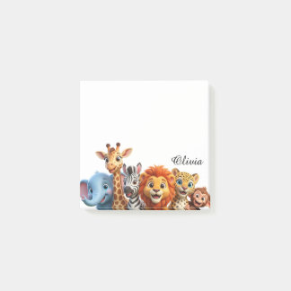 Personalized Safari Friends Jungle Sticky Notes Post-it Block