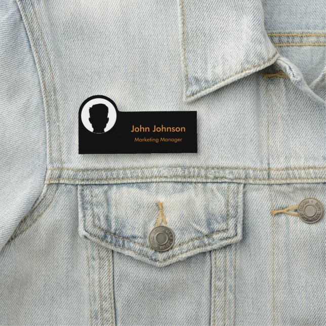 Personalized Safety-Pin Name Tag with Profile Namnbricka (På plats)