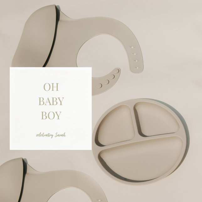 Personalized Sage Green Baby Boy Shower Pappersservett (Skapare uppladdad)
