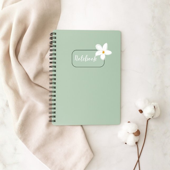 Personalized Sage Green Flower Spiral Notebook Anteckningsbok (Skapare uppladdad)
