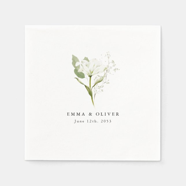 Personalized Sage Green Organic Greenery Wedding Pappersservett (Framsidan)