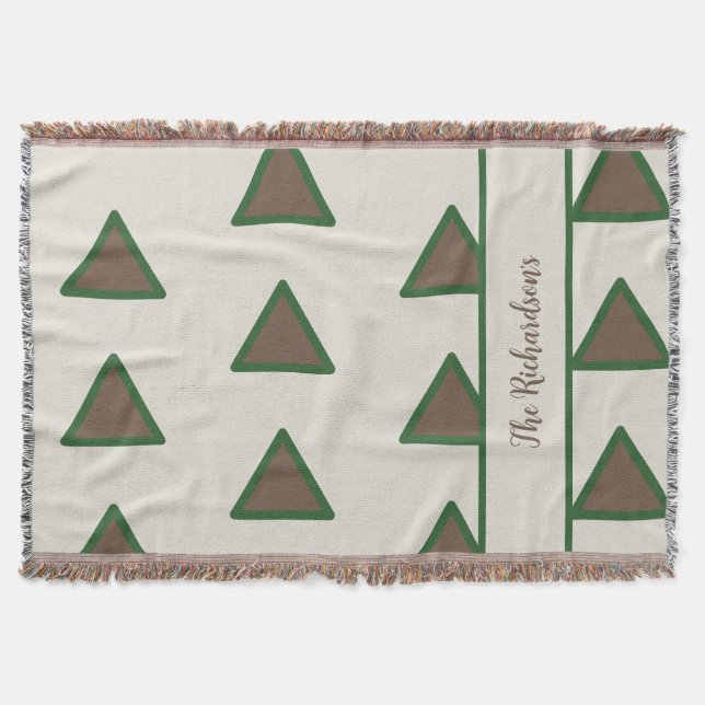 Personalized Sage Green Taupe Triangle Modern Chic Filt (Framsidan)