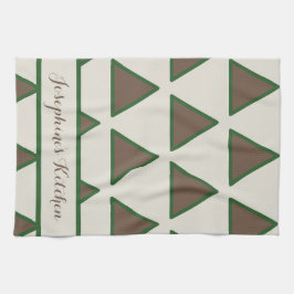 Personalized Sage Green Taupe Triangle Modern Chic Kökshandduk