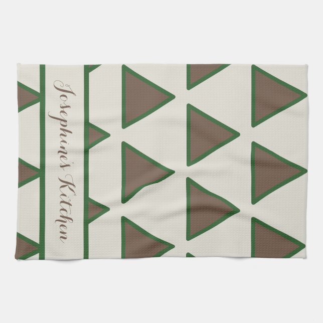 Personalized Sage Green Taupe Triangle Modern Chic Kökshandduk (Horisontell)